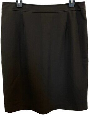 Black Pencil Skirt Size 10 Lined Stretch Herringbone Classic Atelier